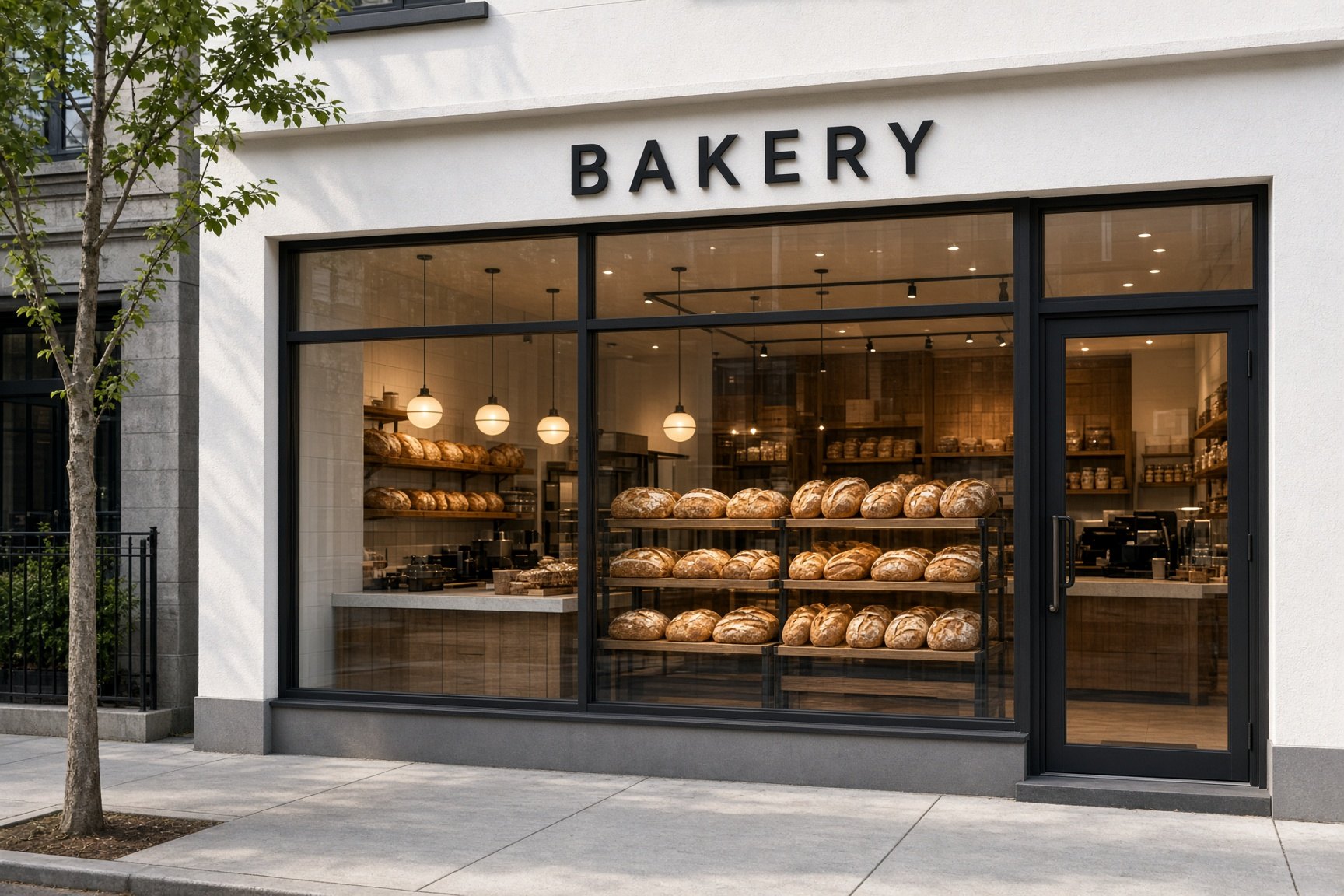 Modern independent bakery storefront